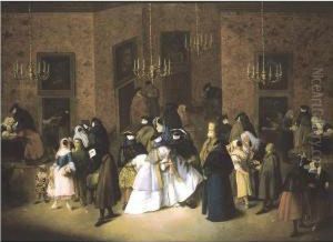 The Ridotto In Venice by Pietro Longhi