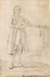 A Man Playing The Colascione By A River by Pietro Longhi