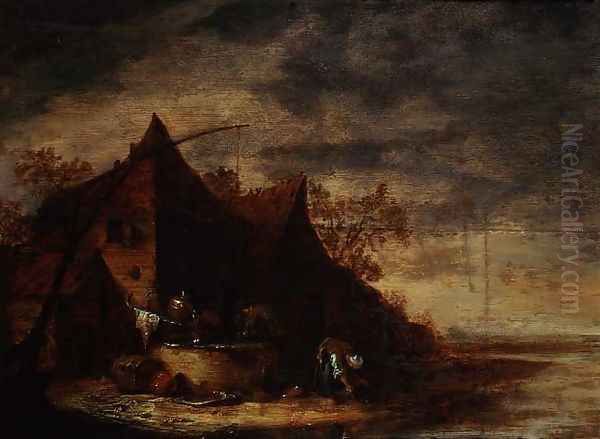 Woman in Front of a Cottage - view 1