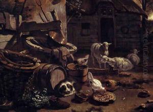 Barnyard Scene (detail) by Egbert van der Poel