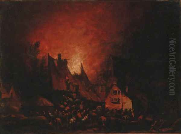 A village on fire - view 1