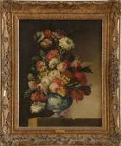 Manner Ofgasparo Lopez: Still Life With Flowers In A Delftvase - view 1