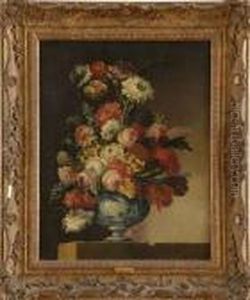 Manner Ofgasparo Lopez: Still Life With Flowers In A Delftvase by Gasparo Lopez