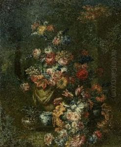 Bouquets De Fleurs Dans Des Vases En Pierre Et Bronze