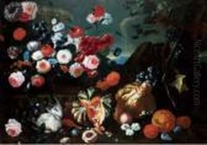 Natura Morta Con Fiori, Frutta E Selvaggina by Gasparo Lopez