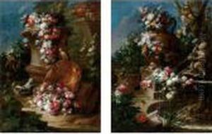Nature Morte Di Fiori Decoranti Anfore E Urne In Un Giardino