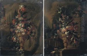 Fiori In Un Vaso Di Ottone, Su
Un Piano Di Pietra Presso Una Balaustra, In Un Giardino, Con Cipressi In
Lontananza; E Fiori In Un Vaso Di Ottone, Su Un Piano Di Pietra Presso
Un Tronco D'albero, Con Cipressi In Lontananza Fiori In Un Vaso Di Ottone, Su
Un Piano Di Pietra Presso Una Balaustra, In Un Giardino, Con Cipressi In
Lontananza; E Fiori In Un Vaso Di Ottone, Su Un Piano Di Pietra Presso
Un Tronco D'albero, Con Cipressi In Lontananza