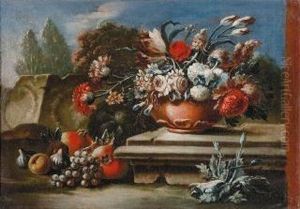 Natura Morta Di Fiori E Frutta by Gasparo Lopez
