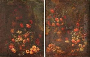 Nature Morte
Con Vaso E Cesto Di Fiori Su Sfondo Di Paesaggio