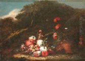 Natura Morta Con Fiori E Vaso Di Garofani