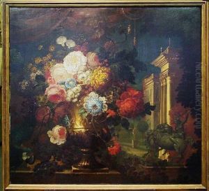 Floral Still Life In Architectural Landscape
