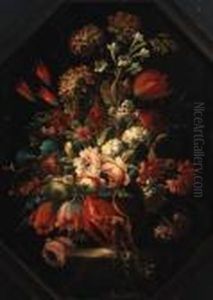 Flowers In A Vase On A Ledge