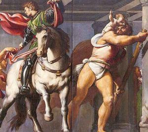 Saint Martin and Saint Christopher 1528-29 by (Giovanni Antonio de' Sacchis) Pordenone