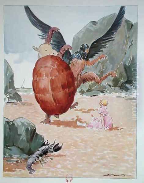 Alice, the Gryphon and the Mock Turtle, illustration from Alice in Wonderland by Lewis Carroll 1832-98 published by Editions Delagrave, Paris, 1935 - view 1