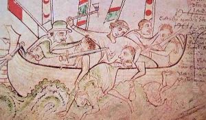 Eustace the Monk, captured by the English and beheaded on his ship in 1217 Eustace the Monk, captured by the English and beheaded on his ship in 1217