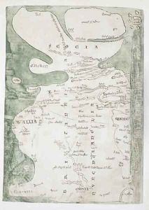 Map of England, Scotland and Wales, Ms Cotton Julius, DVII fols 50v-53r, 1250 by Matthew Paris