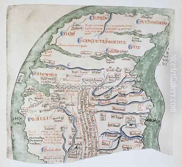 Ms 16 fol Vv Englands Northern regions separated from Scotland by Hadrians Wall - view 1