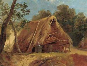 A thatched store by Filippo Palizzi