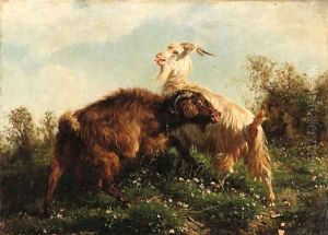 Mountain goats by Filippo Palizzi