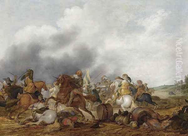 Cavalry Battle Scene by Palamedes Palamedesz. (Stevaerts, Stevens)