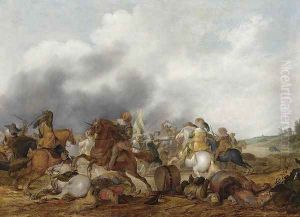 Cavalry Battle Scene by Palamedes Palamedesz. (Stevaerts, Stevens)