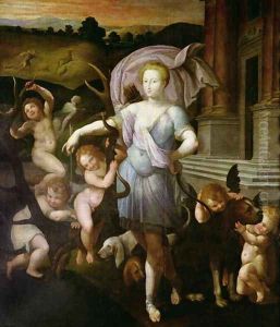 Allegorical portrait of Diane de Poitiers 1499-1566 1556 by Francesco Primaticcio