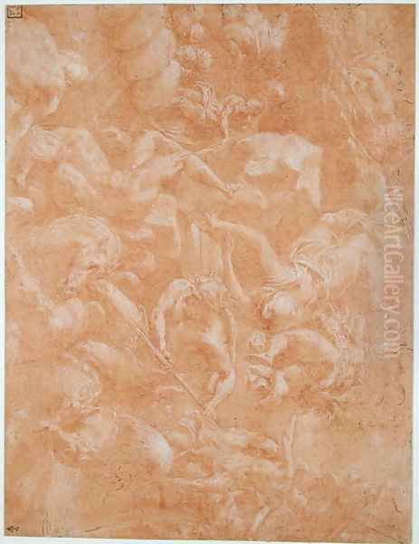 Neptune Unleashing the Storm against the Boats of Ulysses, preparatory drawing for the gallery of Ulysses at Fontainebleau - view 1