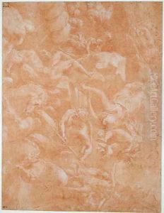 Neptune Unleashing the Storm against the Boats of Ulysses, preparatory drawing for the gallery of Ulysses at Fontainebleau