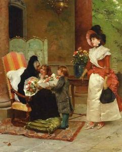Flowers for Grandmother by Auguste Emile Pinchart