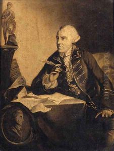 Portrait Of John Wilkes, Small Three-Quarter-Length, Seated At His Desk, With A Medallion Bust Of Hampden To His Left by Robert Edge Pine