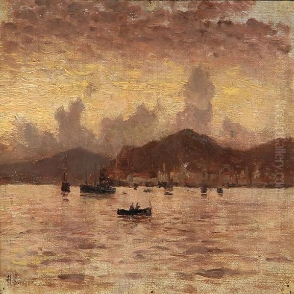 Sunset At Messina Harbour, Italy - view 1