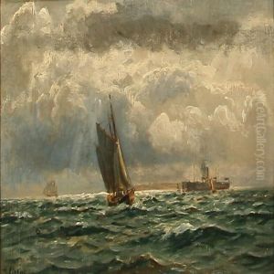 Seascape With Sailing Ships by Holger Peter Svane Lubbers