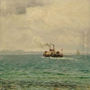 Marine With A Ferry Heading Towards Helsingborg