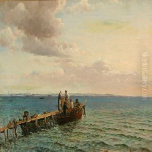 Coastal Scene Withships On The Sea, In The Background The Swedish Coast