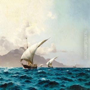 Loaded Ships With Lateen Sails In The Mediterranean Sea by Holger Peter Svane Lubbers