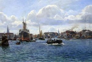 Shipping In Copenhagen Harbour by Holger Peter Svane Lubbers