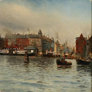 Harbour Scene Fromnyhavn, Denmark by Holger Peter Svane Lubbers
