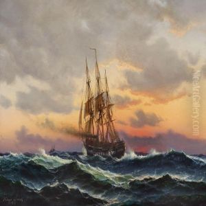 Seascape With Ships In The Sunset Seascape With Ships In The Sunset