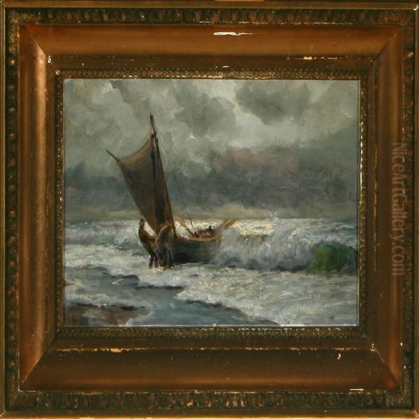 Fishermen Pulling Their Boat Onshore - view 1