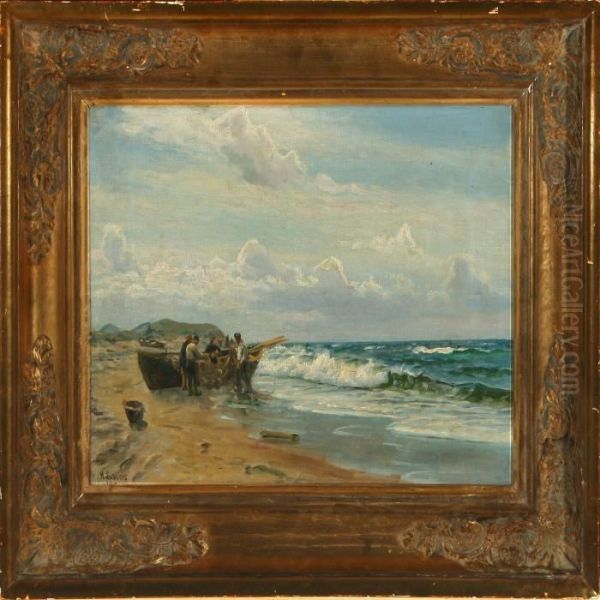 Fishermen At The Beach - view 1