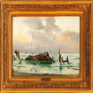 Seagulls At A Wreck On The Shore by Holger Peter Svane Lubbers