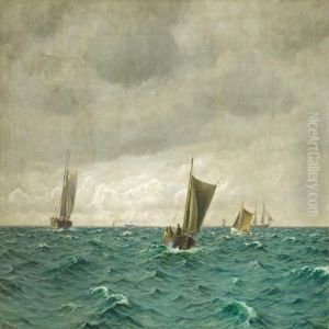 Marine With Sailing Boats And Motor Ships by Holger Peter Svane Lubbers