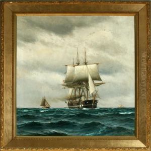 Marine With The Danish Frigate Jylland On Open Sea by Holger Peter Svane Lubbers
