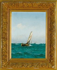 Lubbers: A Pilot Boat On Open Sea. Signed H. Lubbers by Holger Peter Svane Lubbers