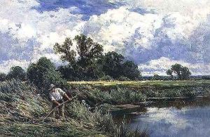 The River Lea, near Broxbourne in Hertfordshire by Henry Hillier Parker