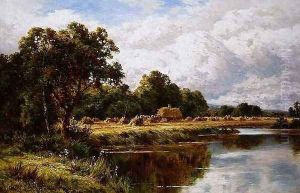Harvesting, Pangbourne on Thames by Henry Hillier Parker