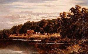 Harvesters in a Field by a River by Henry Hillier Parker