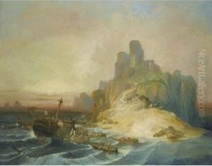 Naufragio En La Costa (shipwreck Off The Coast) by Eugenio Lucas Velasquez