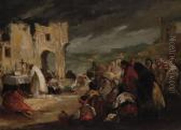 Misa En Paisaje Con Ruinas by Eugenio Lucas Velasquez