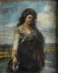 Maja En El Rio by Eugenio Lucas Velasquez